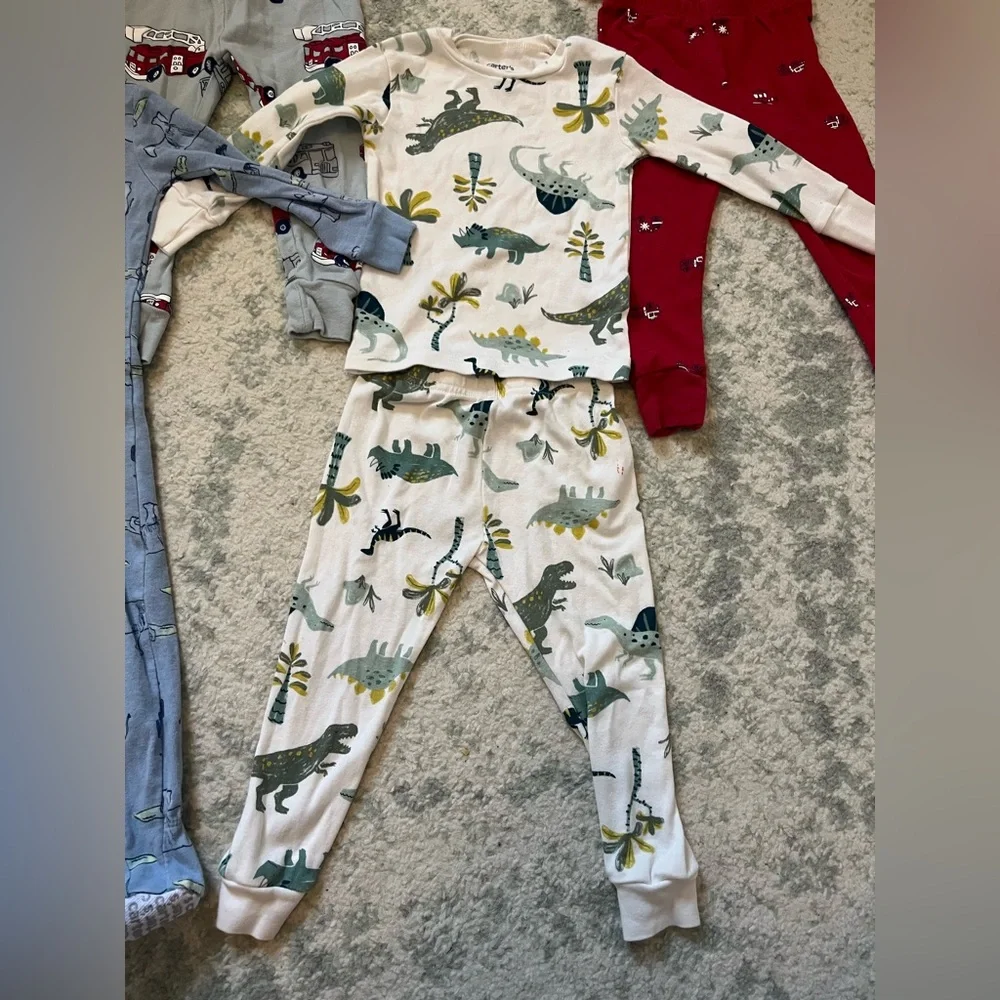 Carter’s Set of 4 Boys Dinosaur Safari Fire Truck Pajamas